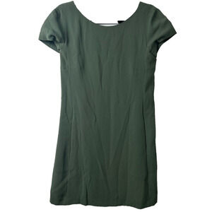 Theory Cap Sleeve A-Line Shift Mini Dress Size 2 Lined Green Pockets Zip A24